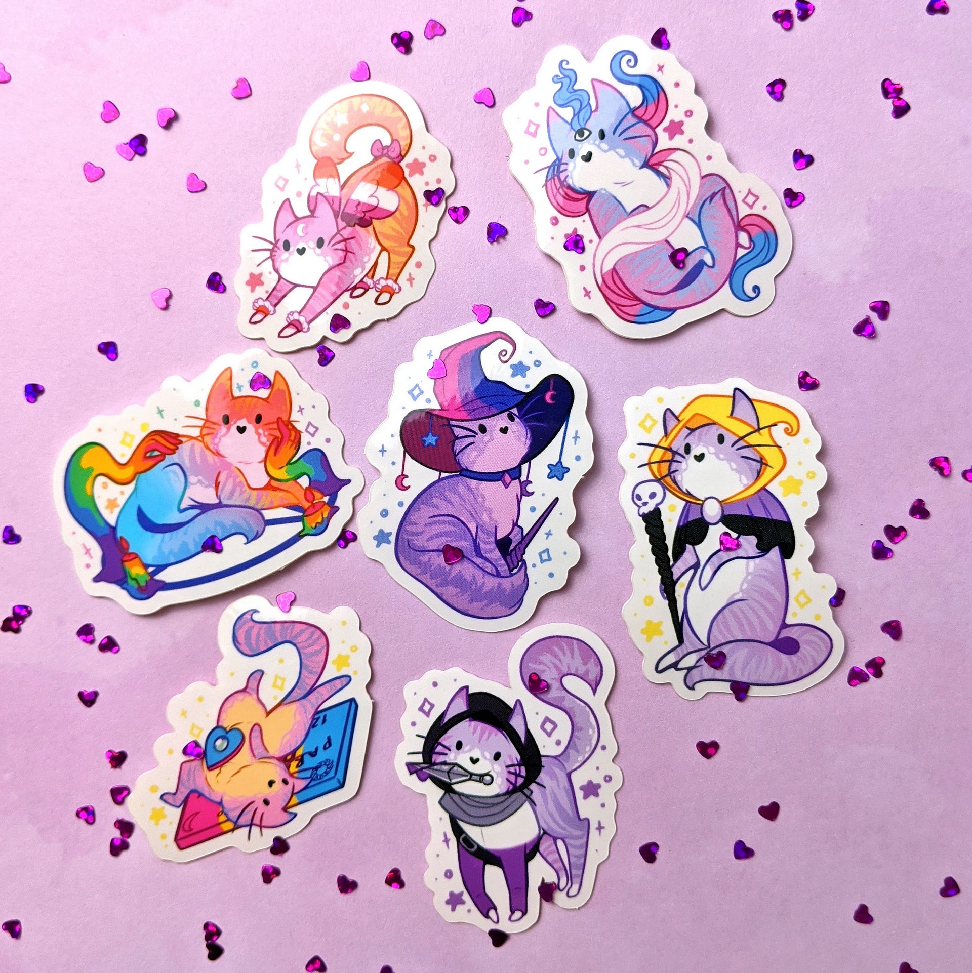 Fantasy Pride Cat Sticker Sheet: Ace-assin product image (2)