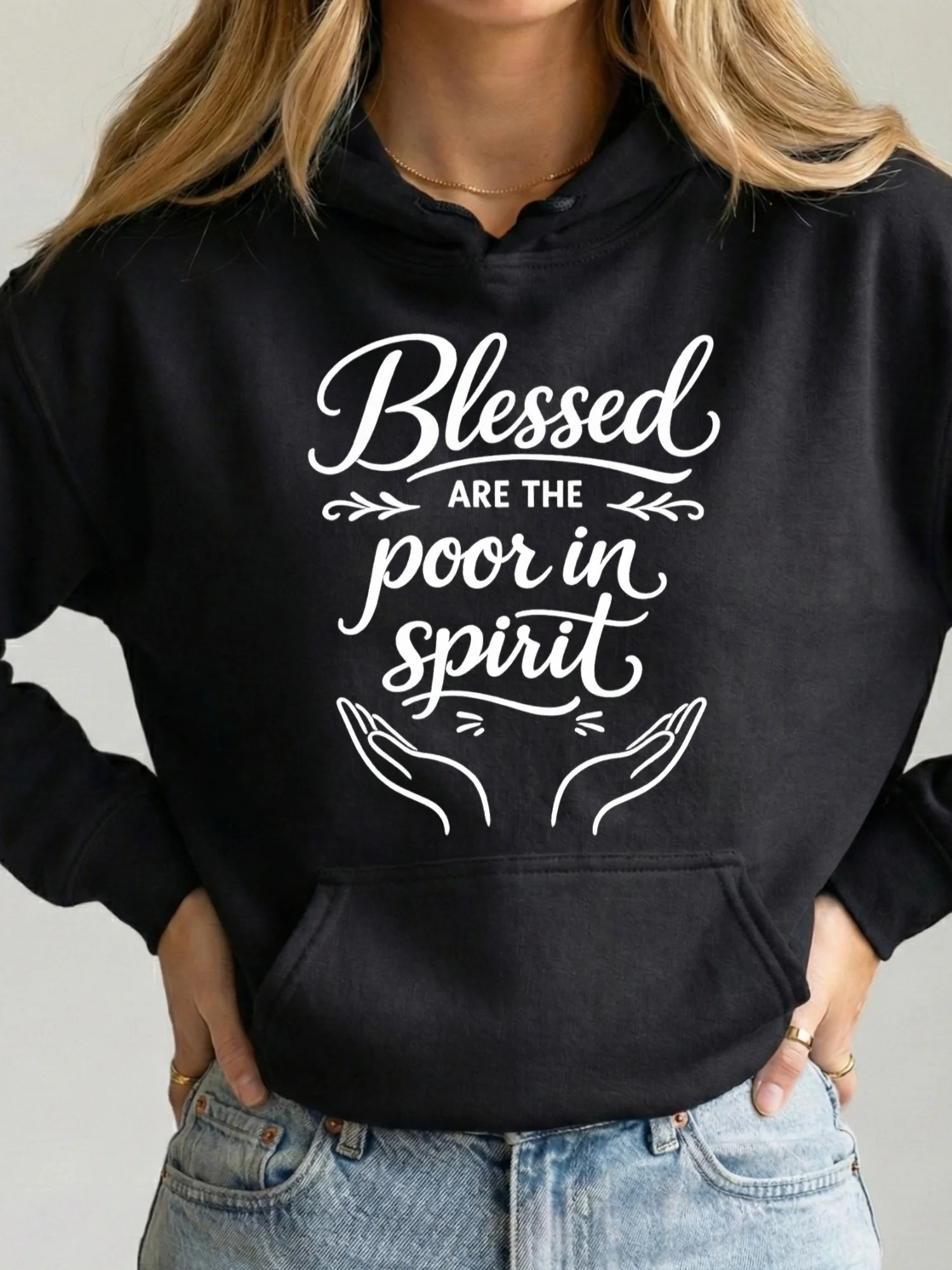 Blessed Are the Poor in Spirit Christian Hoodie | Matthew 5:3 Bible Verse | Minimalist Faith Apparel | Kingdom Life Co. product image (1)
