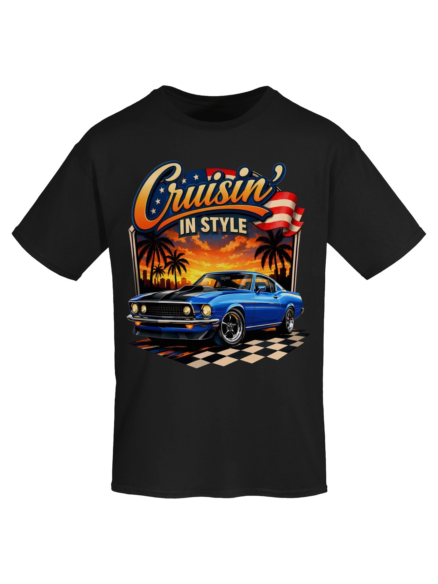 Cruisin’ in Style – Electric Blue Muscle Car T-Shirt product image (53)
