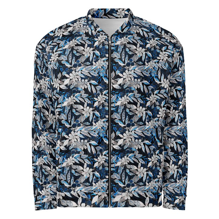 Blue White Garden Bomber Jacket product image (1)