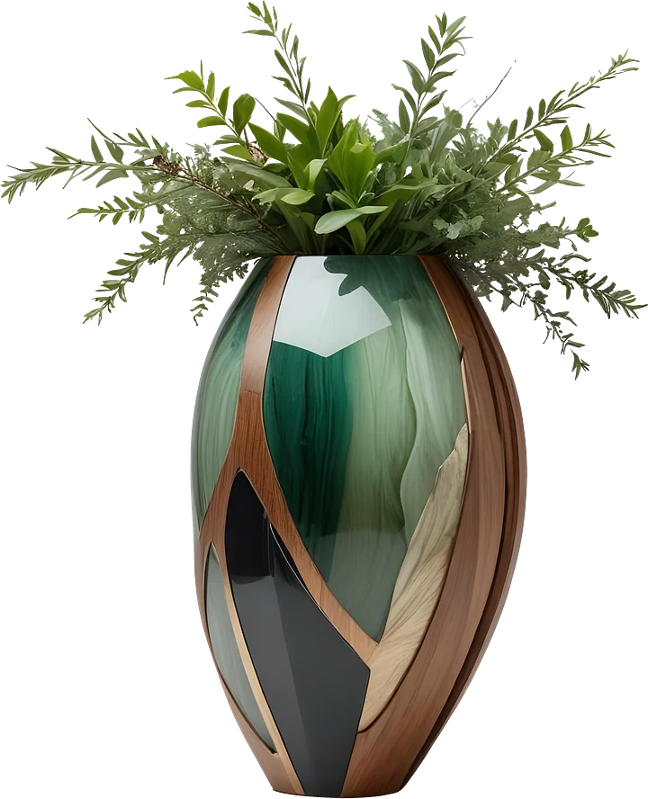 Luxe Botanique – Emerald Grace Vase PNG product image (1)