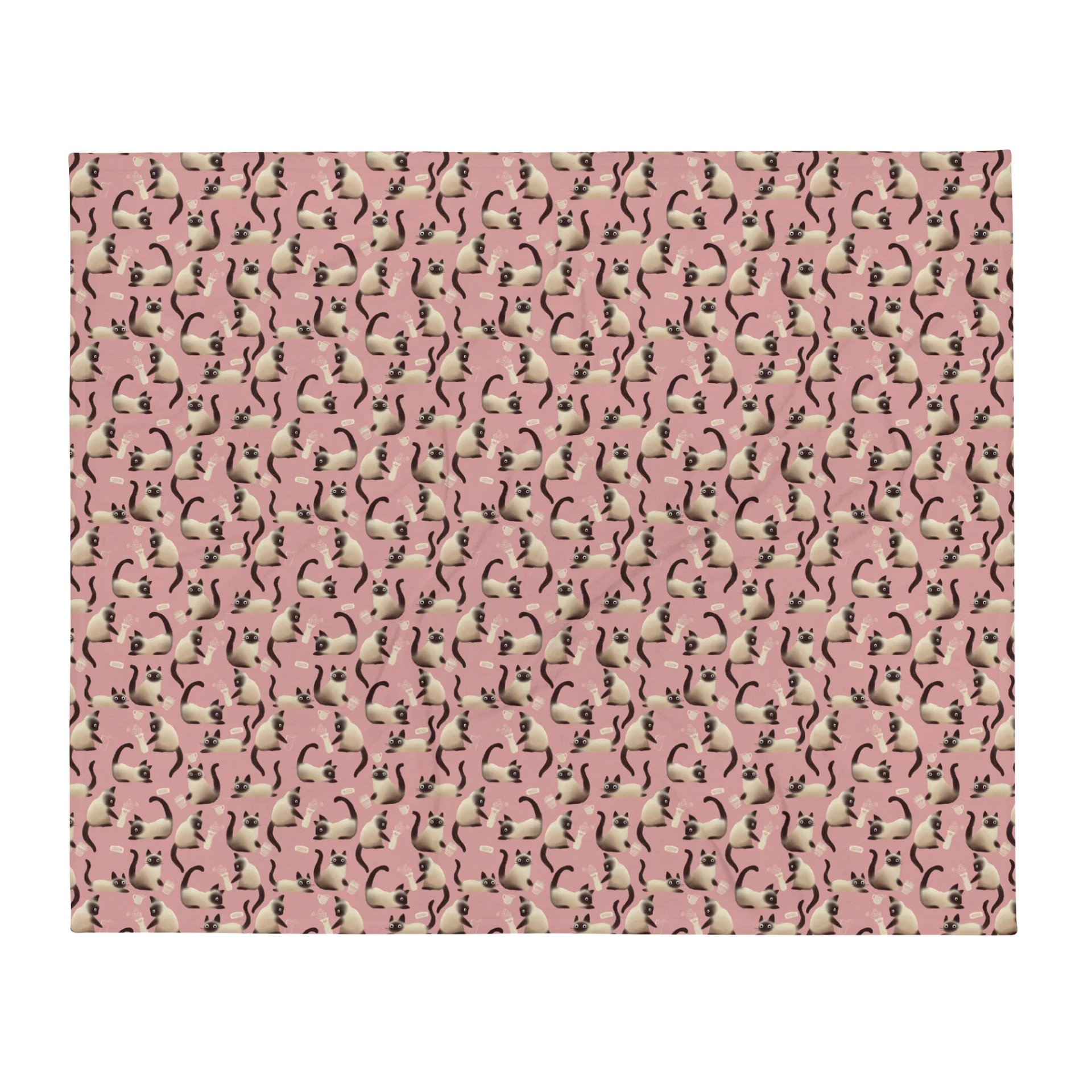 Bad Siamese Cats Knocking Stuff Over Throw Blanket, Pink product image (1)