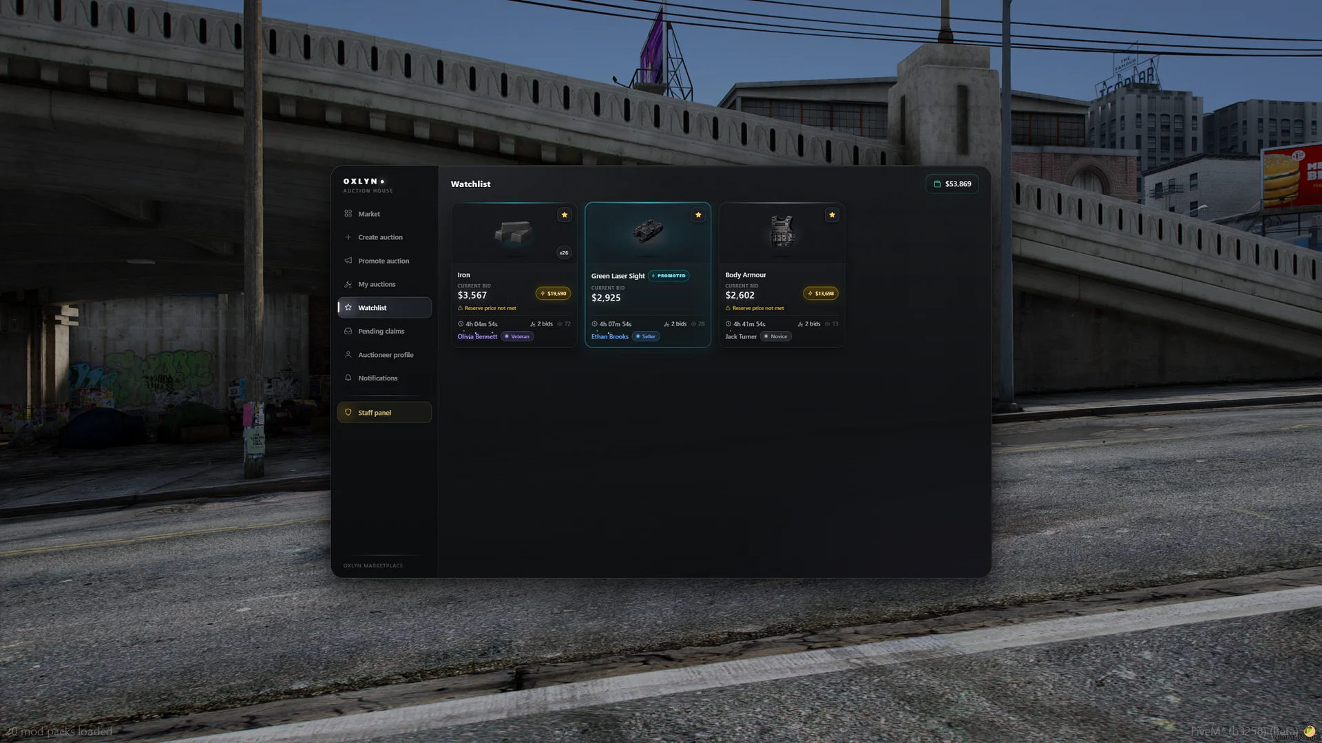 FiveM Auction House Script 🔨 Live Bidding, Reputation System & Staff Panel (ESX/QB/QBox) product image (3)