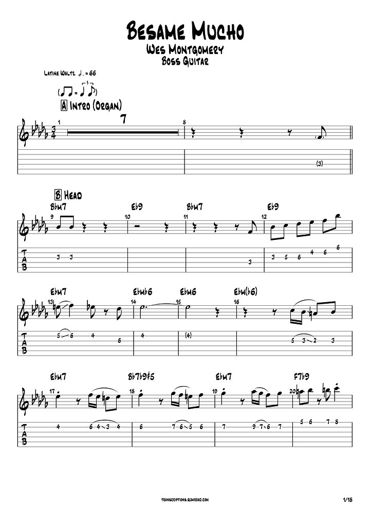 (Transcription PDF) Besame mucho - Wes Montgomery product image (2)
