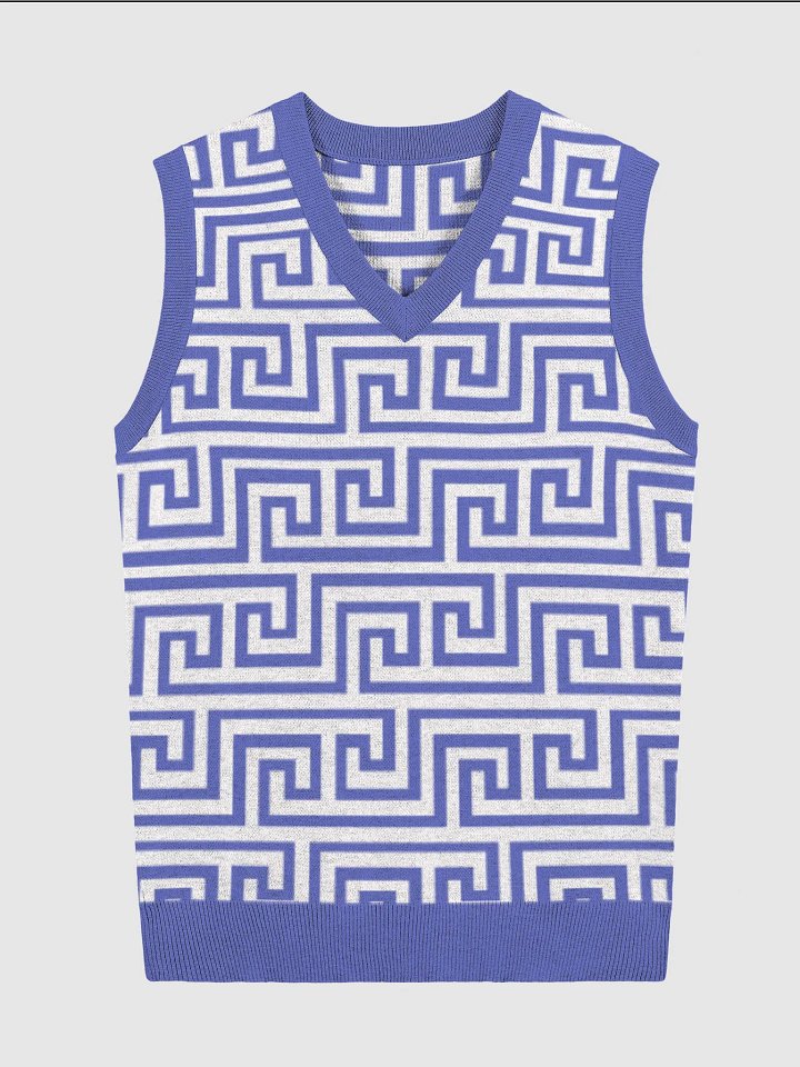 Blue Greek Key Knitted Relaxed Vest product image (1)