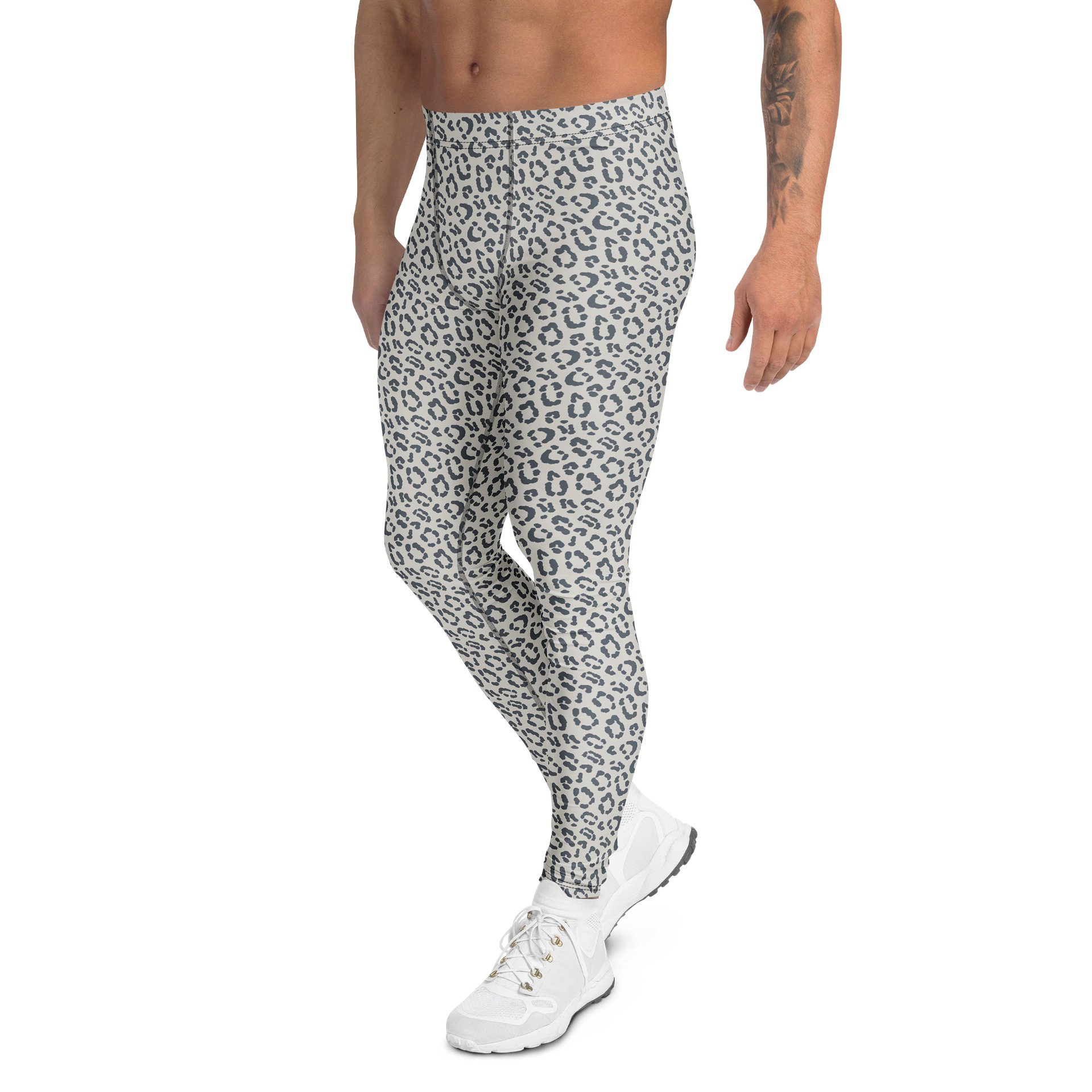 Comfortable Men's Leggings Bold Gray Leopard Print product image (4)