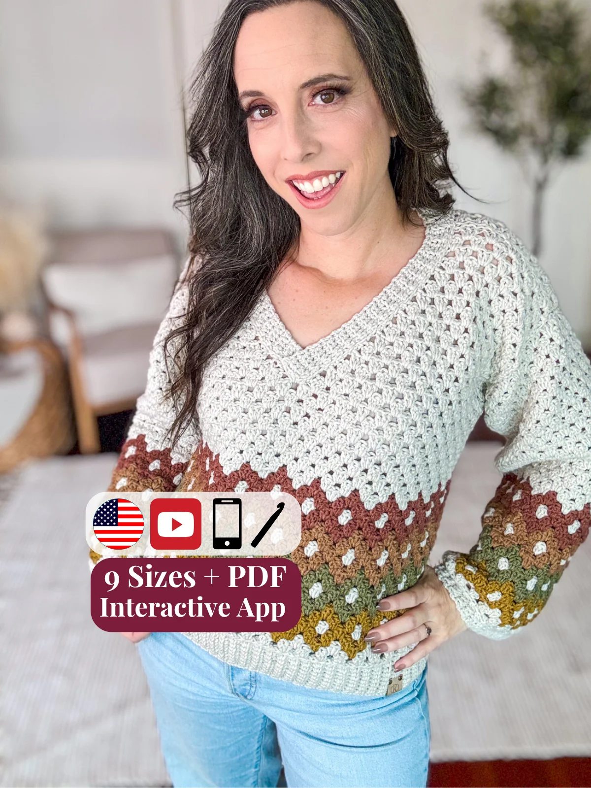 Shades of Diamonds Pullover Crochet Pattern product image (1)
