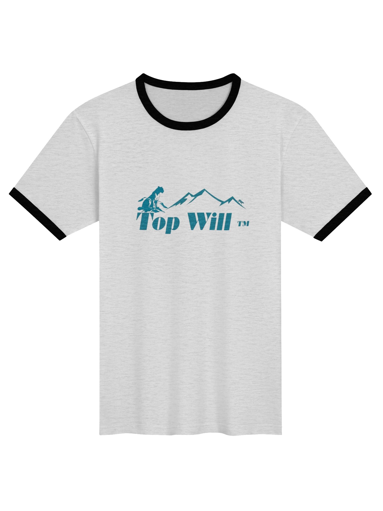 Top Will ™ Grey & Turquoise Unisex Ringer T-Shirt product image (1)