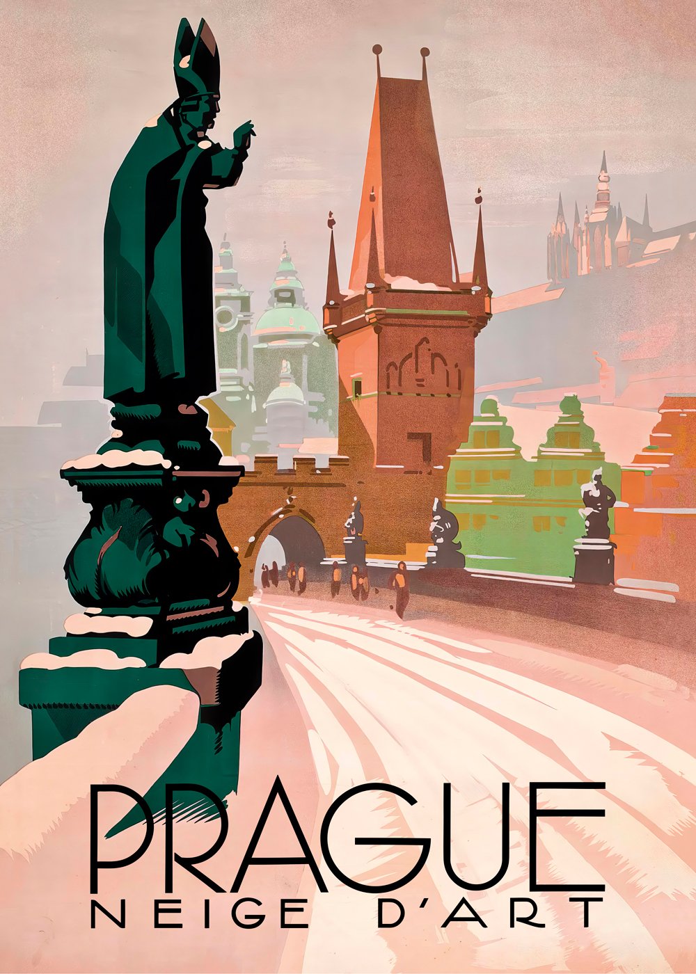 Prague Czech, 1930s — Retro travel poster, vintage travel print product image (3)
