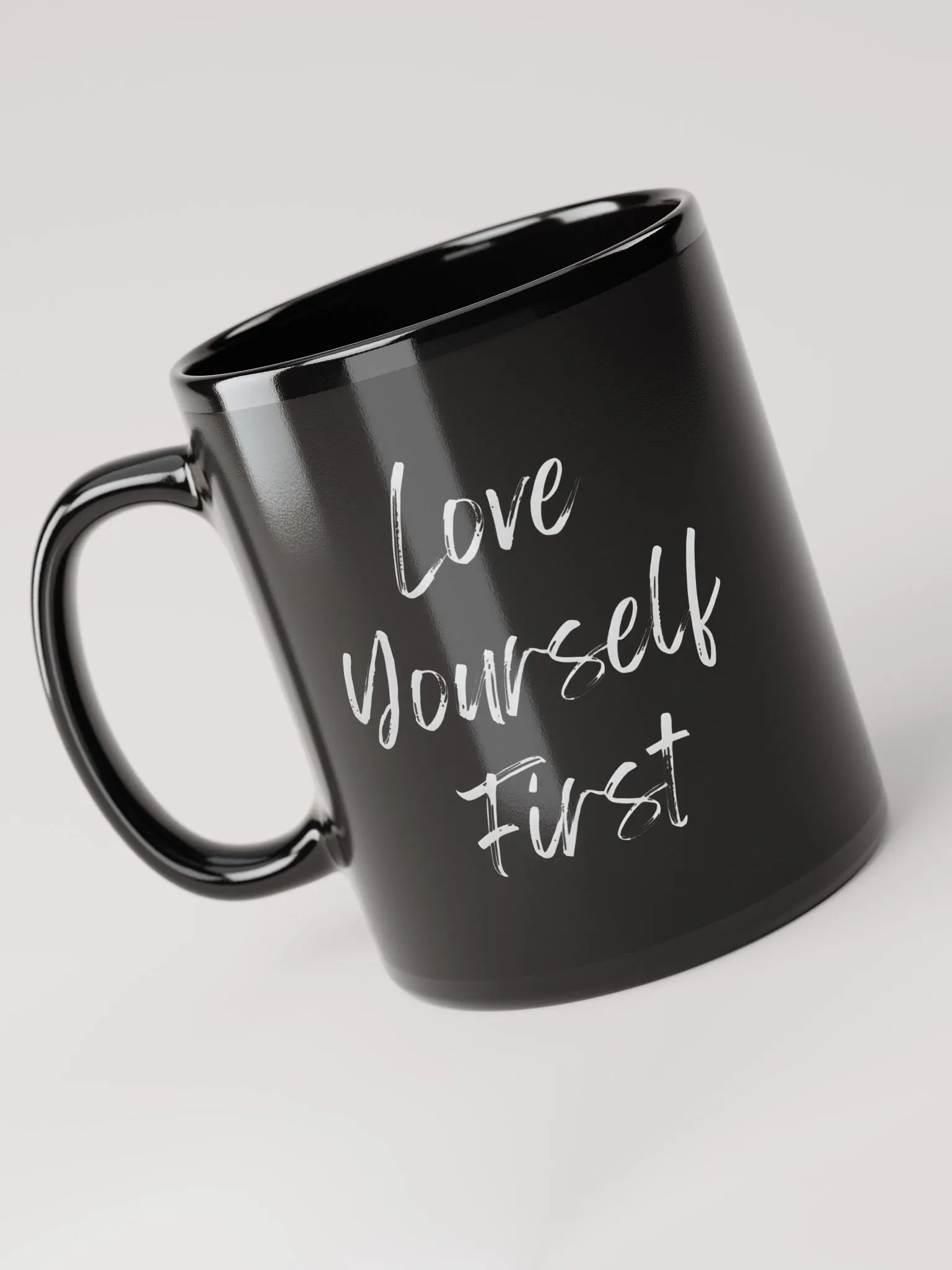 Love Yourself First Black Glossy Mug product image (3)