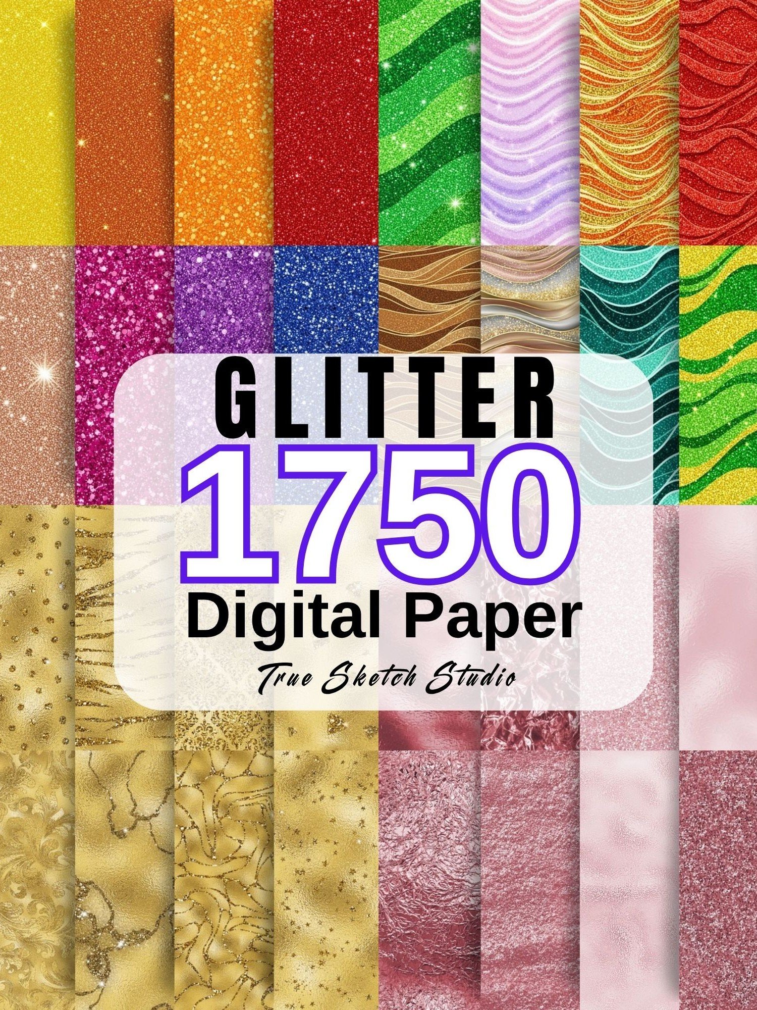1750 Glitter Digital Paper Bundle, Sparkle Texture PNG product image (1)