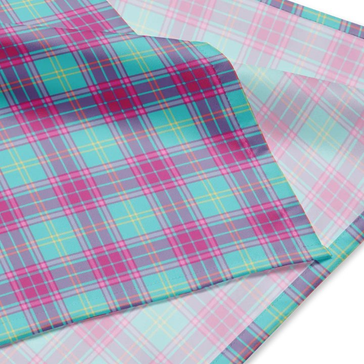 Hot Pink and Aqua Plaid Bandana product image (2)