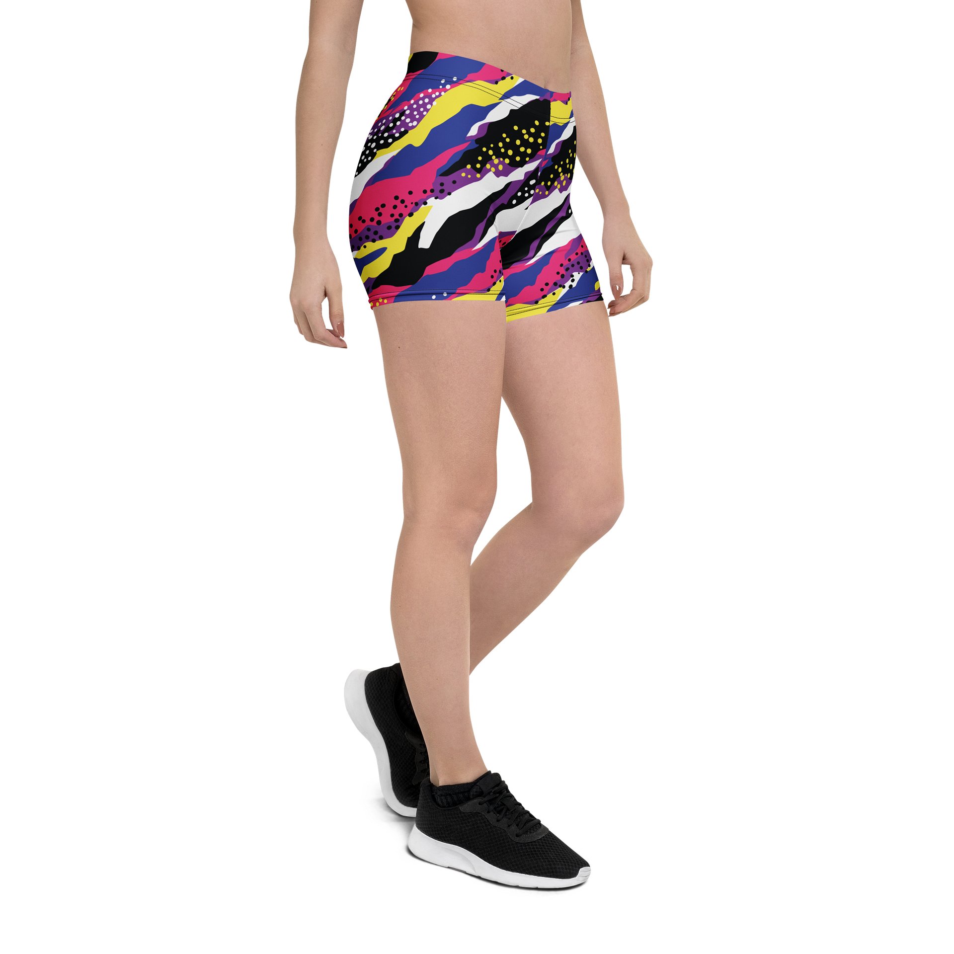 Retro 90s Cyber-Pop Waves | Vibrant All-Over Print Shorts product image (6)
