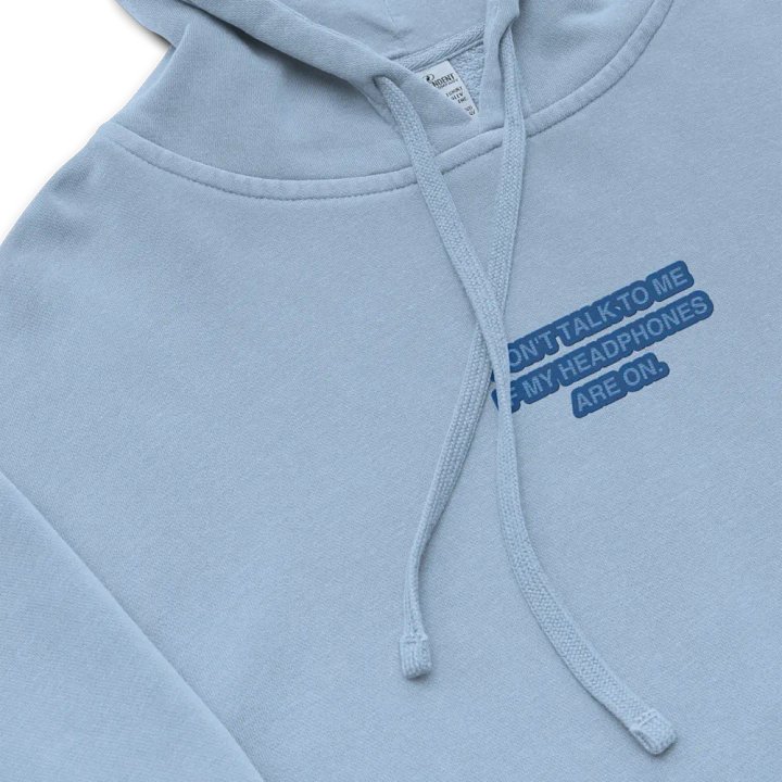 HEADPHONES ON (creek design) embroidered pigment hoodie product image (1)