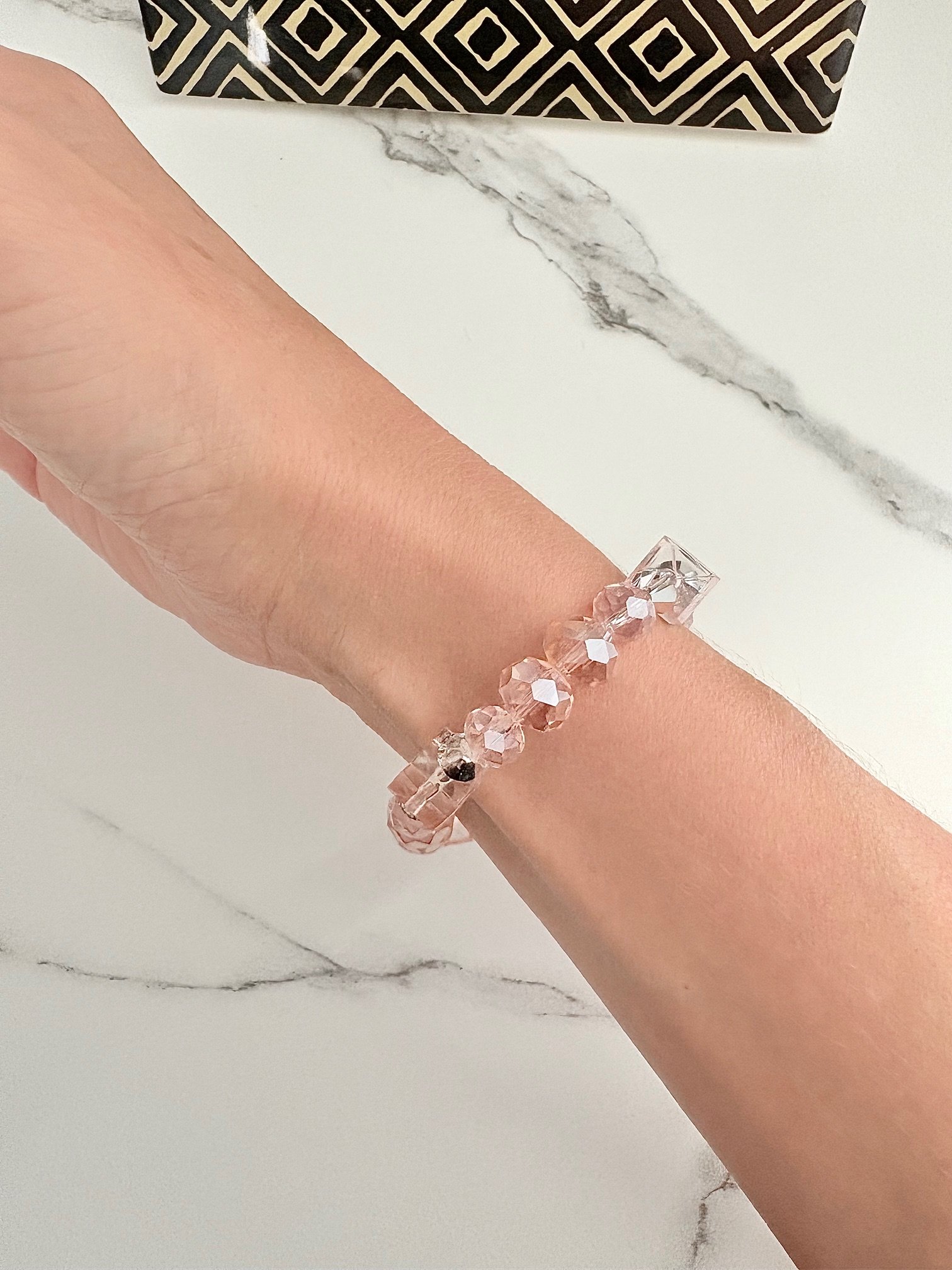 MFD-00050 | Dusty Rose Elegance | Faceted Glass Bead Bracelet | Handmade 7" Coastal Charm | by Monique Faella Designs™ product image (3)