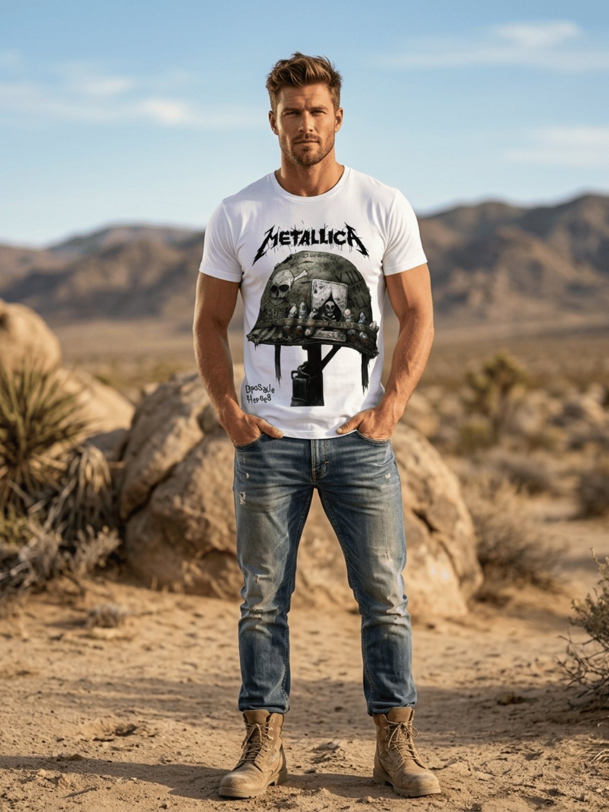 Metallica Disposable Heroes T-Shirt | Master of Puppets War Helmet Dark Art Graphic Tee | Cliff Burton Era Thrash Metal Collector Band Shirt product image (1)