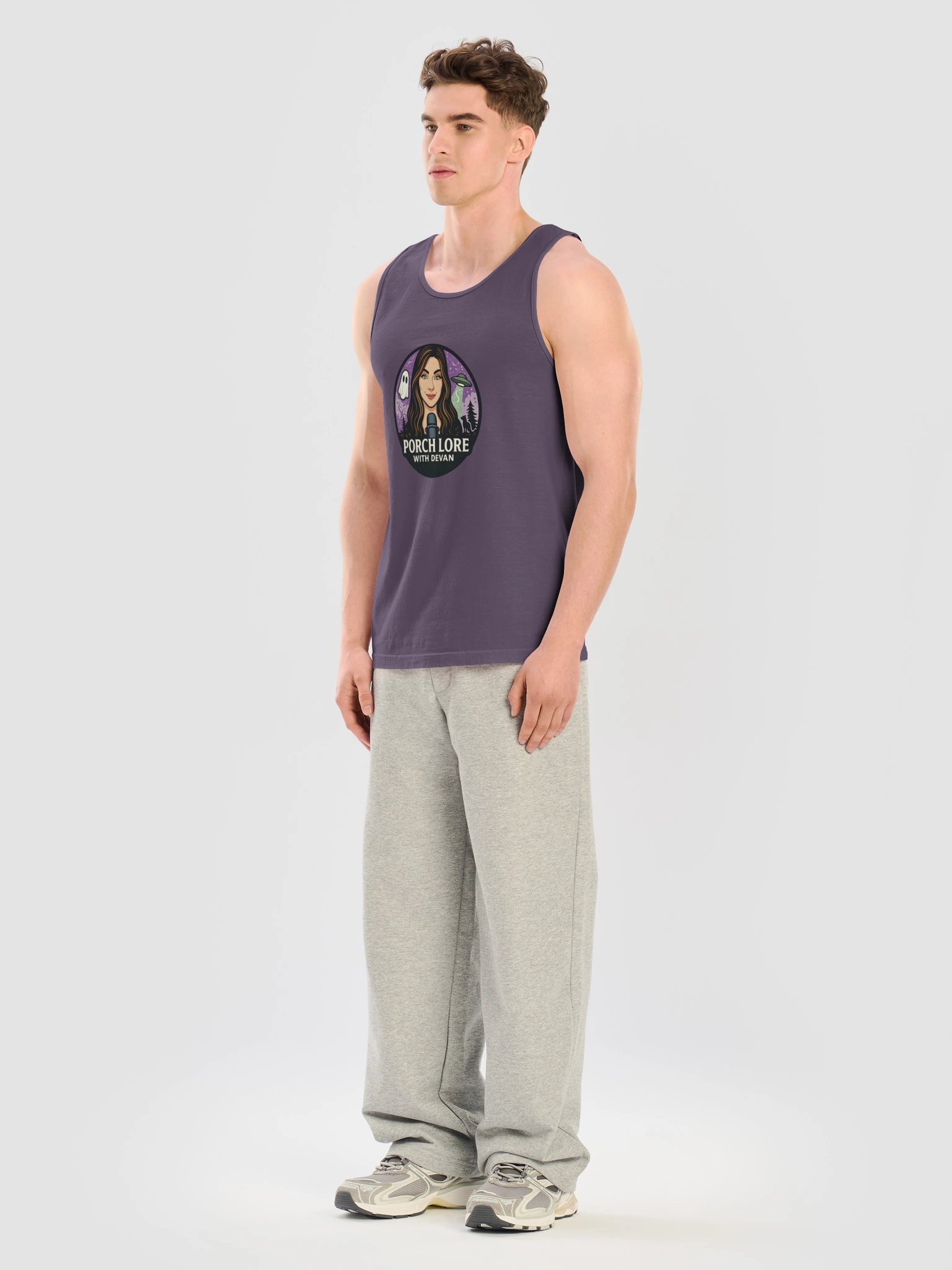 PORCH LORE DEVAN LOGO UNISEX GARMENT DYED TANK TOP product image (5)