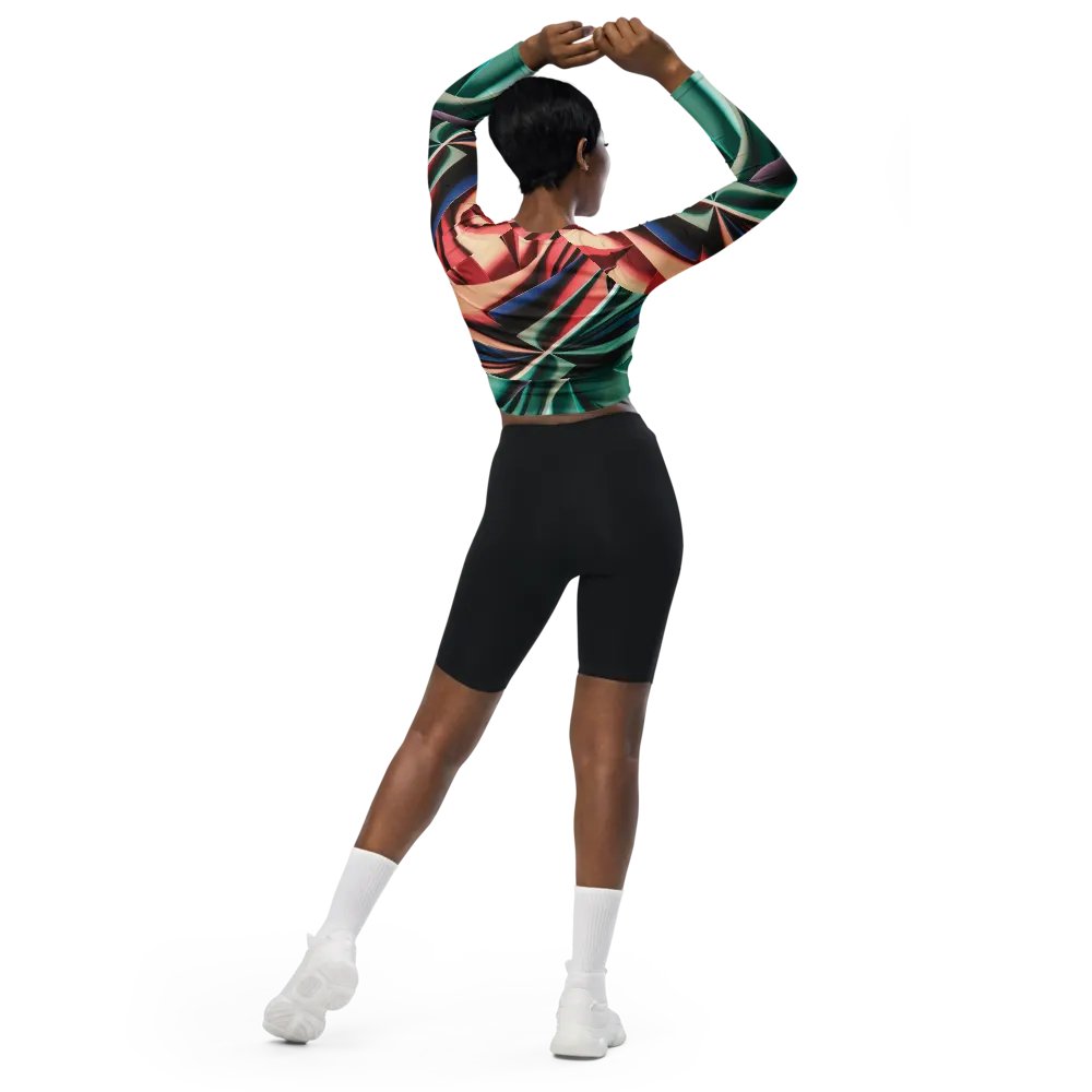TDS Music Recycled Long Sleeve Crop Top - Eco-Friendly with Vibrant Multicolour Print product image (2)