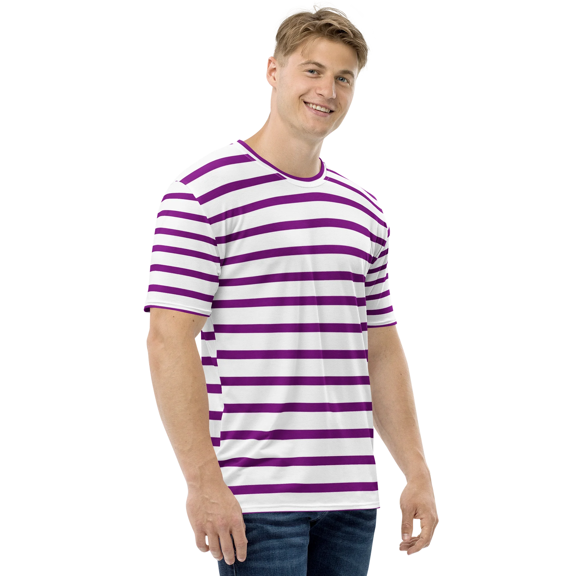 T-shirt Unisexe Marinière Mauve product image (4)