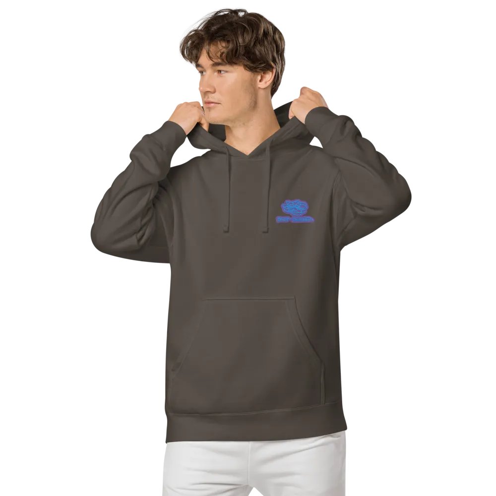 BUSY-BRAINED (L.C. violet bubble design) embroidered pigment hoodie product image (6)