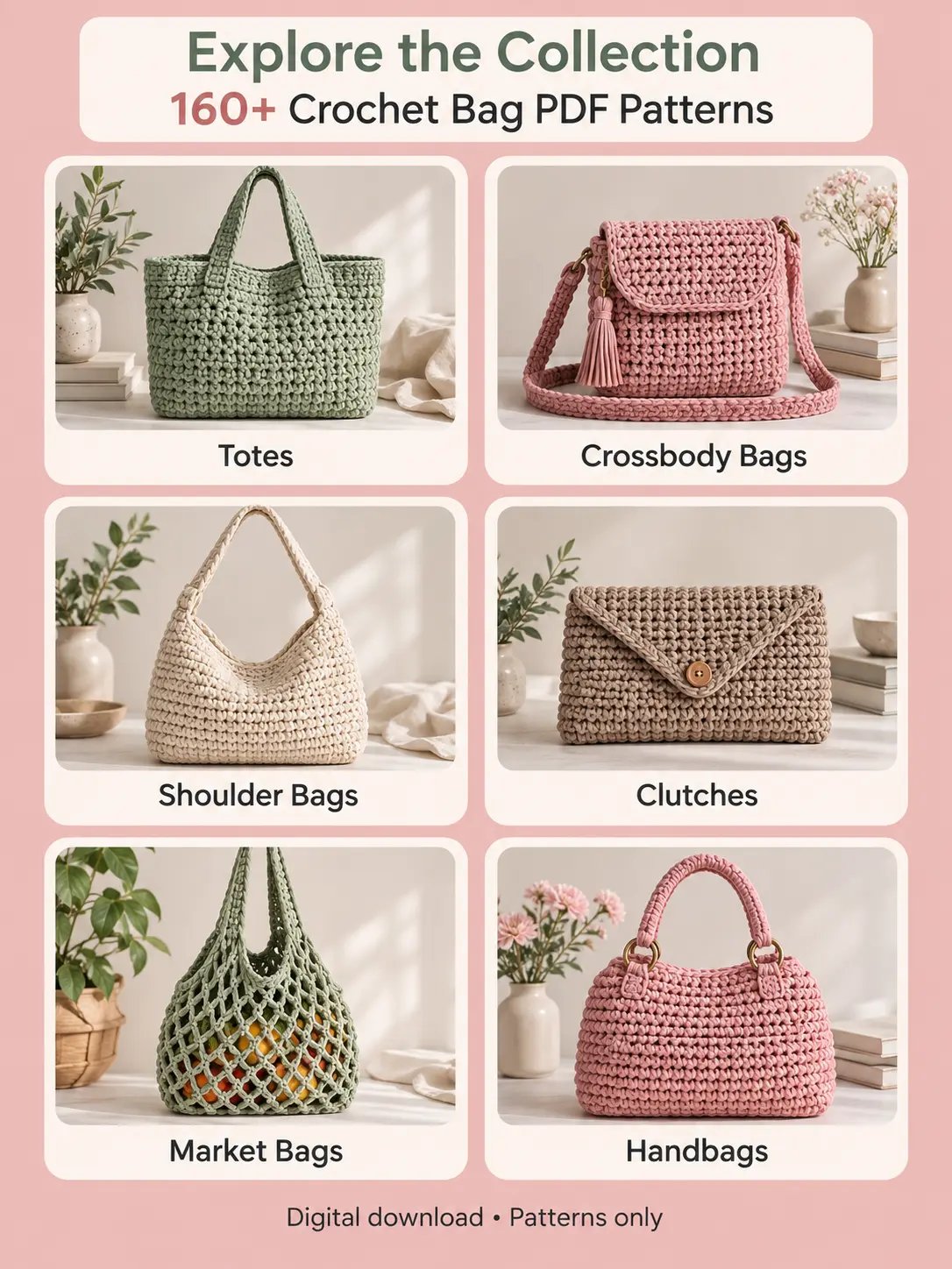 160+ Crochet Bag Patterns PDF Bundle product image (3)