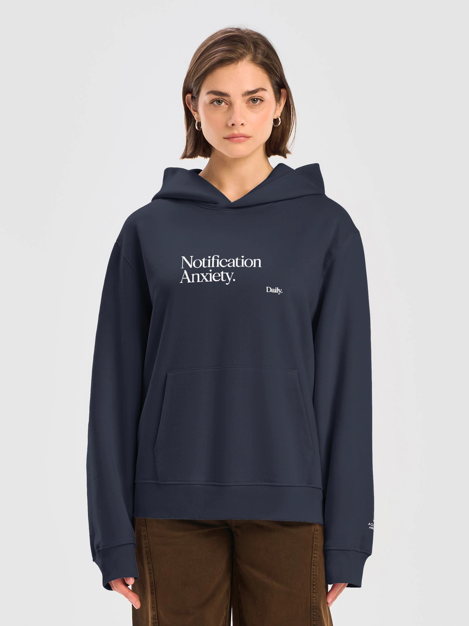 “Notification Anxiety. Daily.” — Bella+Canvas Unisex Oversized Midweight Hoodie product image (1)