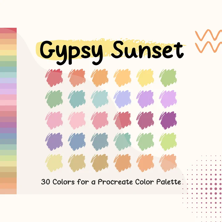 Gypsy Sunset Procreate Color Palette with HEX Codes ★ DIGITAL ★ product image (1)