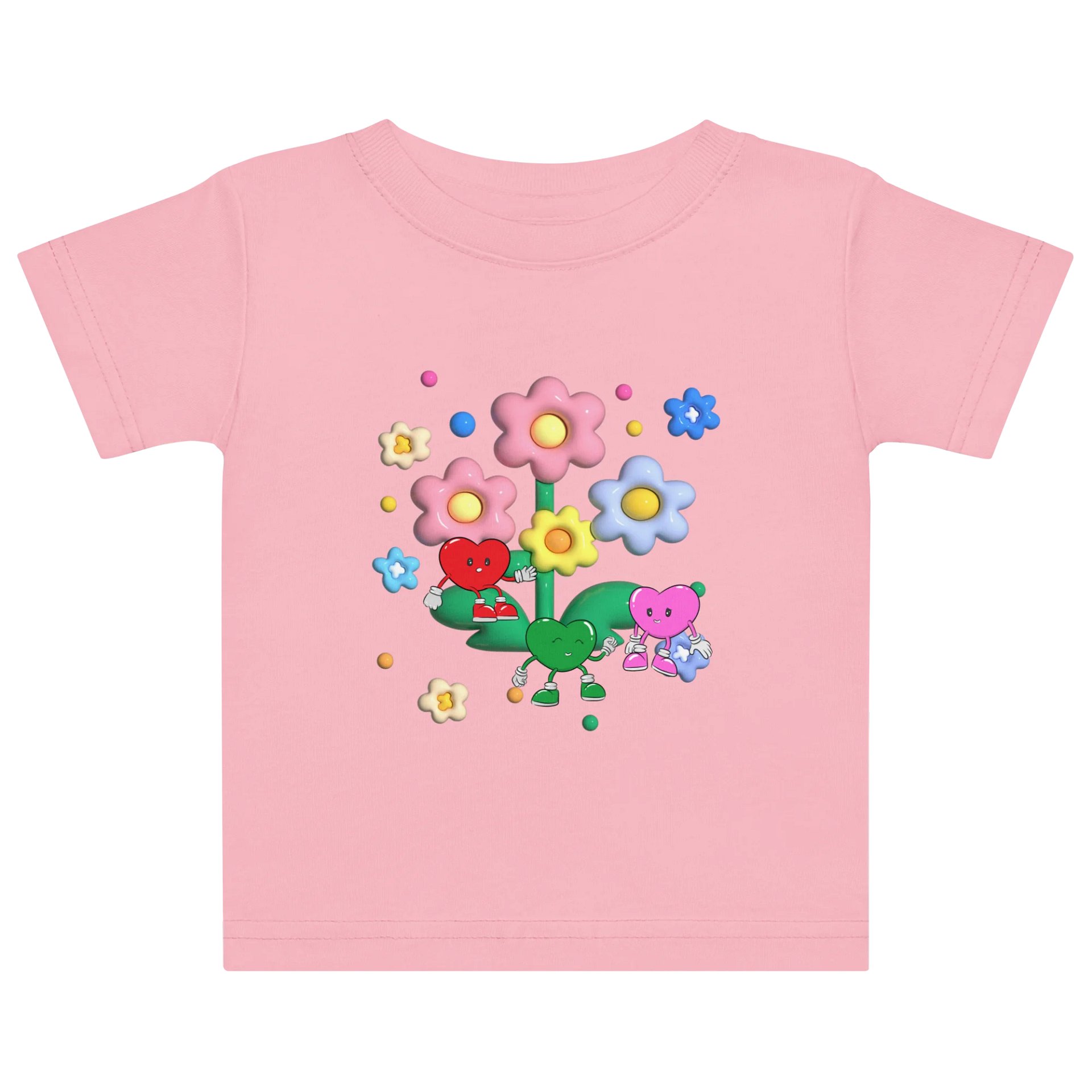 Cheerful Flower Hearts Baby Jersey T-Shirt product image (7)