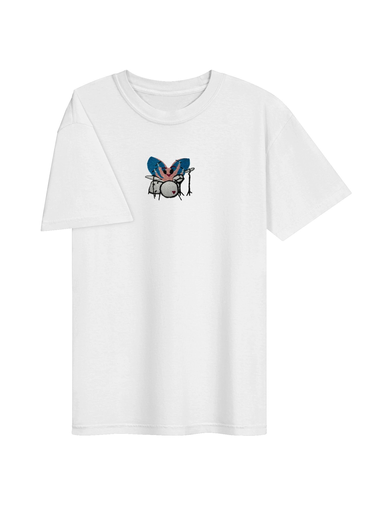 Bug Band Adult Unisex Embroidered Tee Centered PinkBug product image (3)