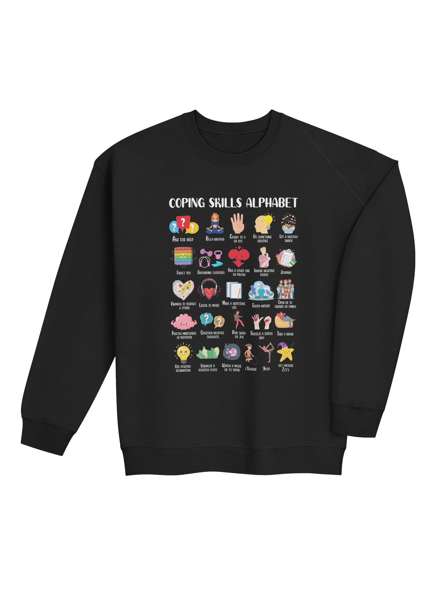 Coping Skills Alphabet – Mental Health Awareness Sweatshirt product image (4)