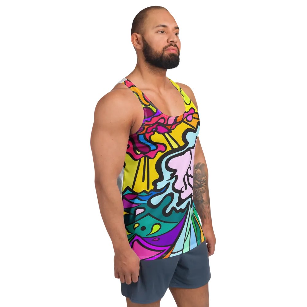 Vibrant Swirls All-Over Tank Top - Wave at Sunset product image (5)