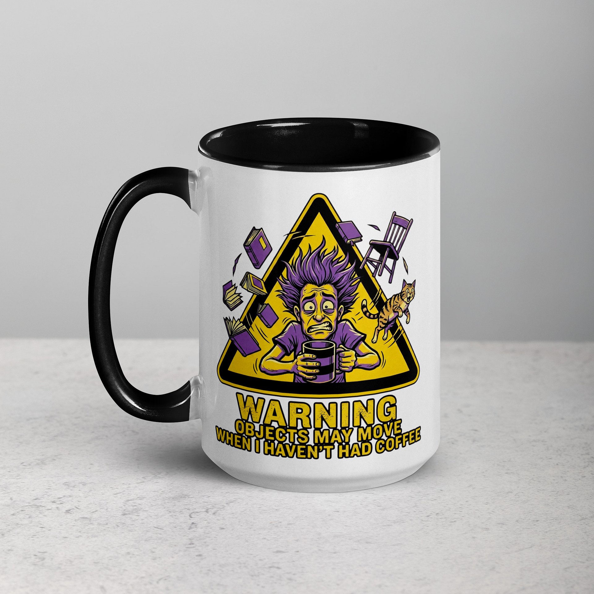 Warning Objects May Move Without Coffee Mug | Funny Hazard Sign Coffee Mug | Sarcastic Caffeine Lover Gift product image (3)