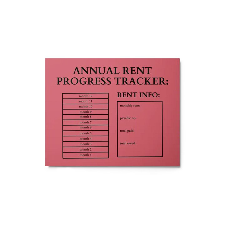 HIGHFALUTIN ANNUAL RENT TRACKER (black design 11) product image (1)