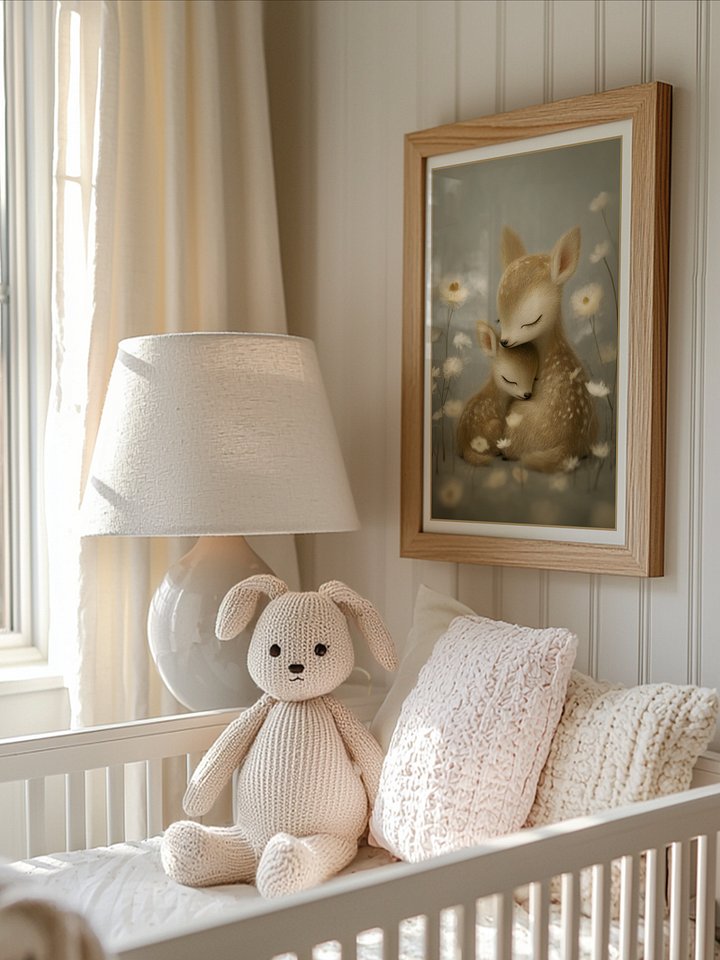 Mommy and Baby Deer With Wildflowers product image (2)