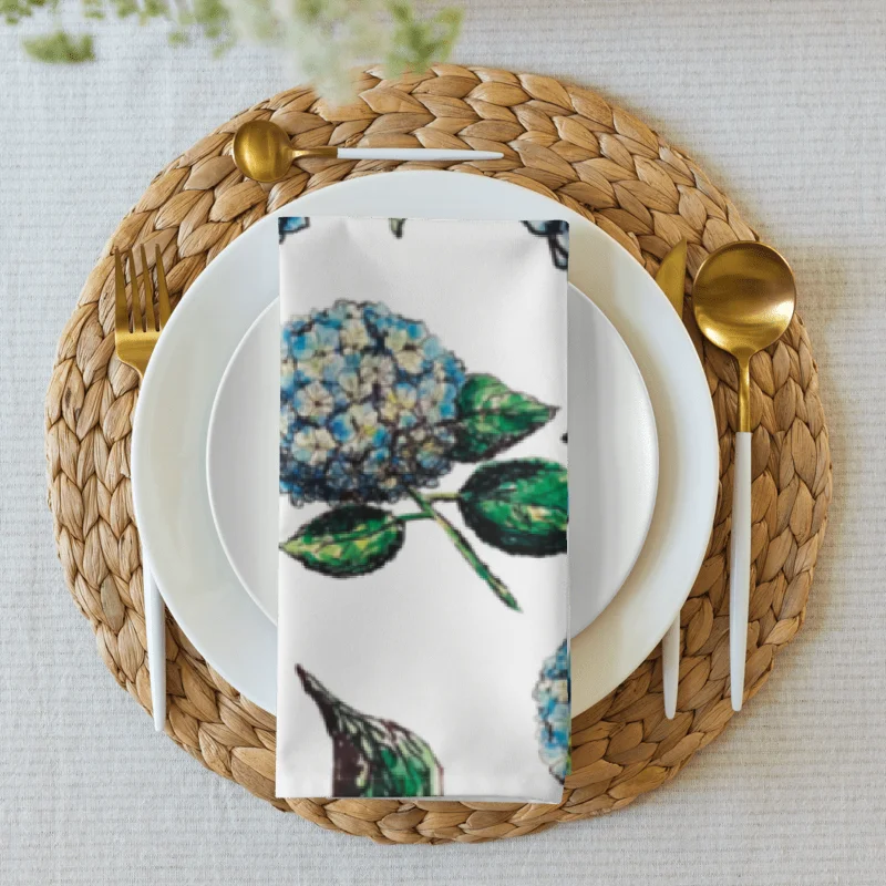 🌸 Hydrangea Blooms | Set of 4 Cloth Napkins | Monique Faella Designs™ | Coastal Floral Table Linens | product image (10)