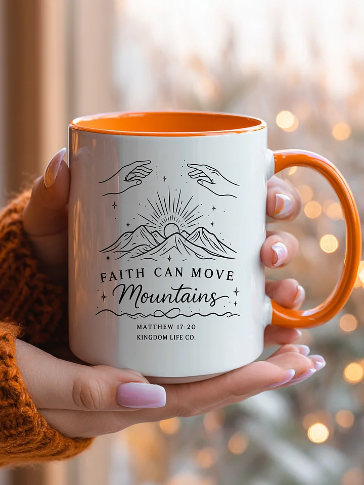 Faith Can Move Mountains Christian Coffee Mug, Matthew 17:20 Bible Verse Mug, Inspirational Faith Gift for Coffee Lovers - Kingdom Life Co. product image (1)
