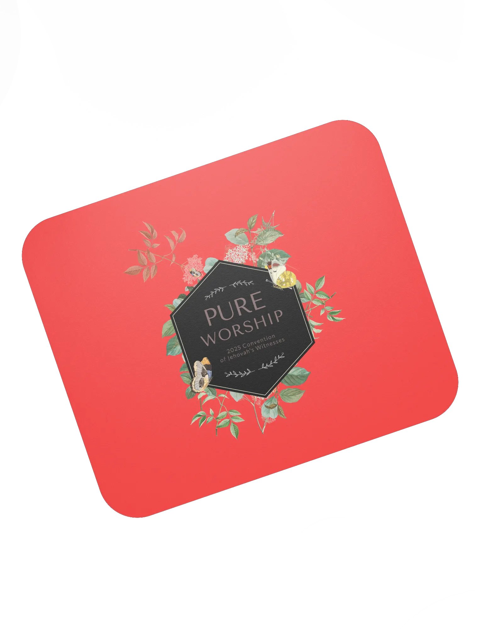 "Pure Worship" 2025 Convention | Coral Red Botanical Mouse Pad product image (7)