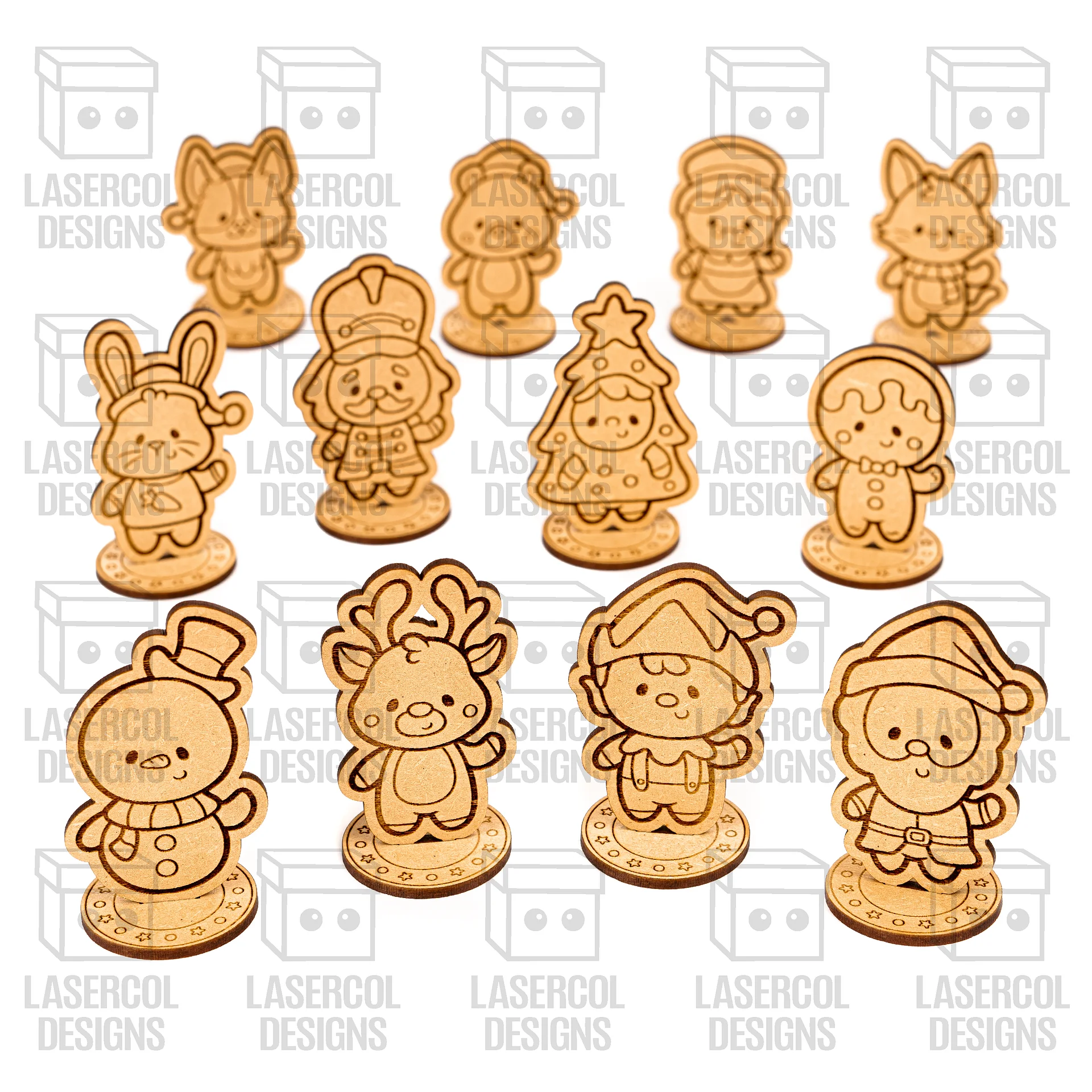 Christmas Characters with Base - Laser Cut Files product image (8)