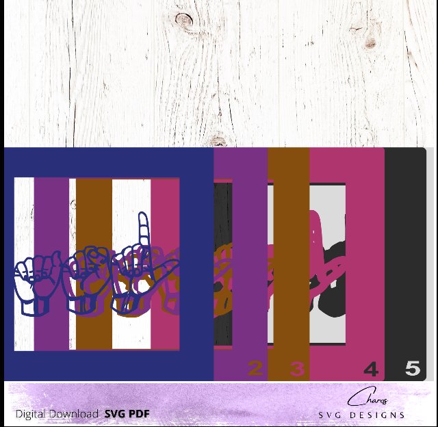 ASL (American Sign Language) 3D Shadow Box SVG Layered Shadow Box Design product image (7)