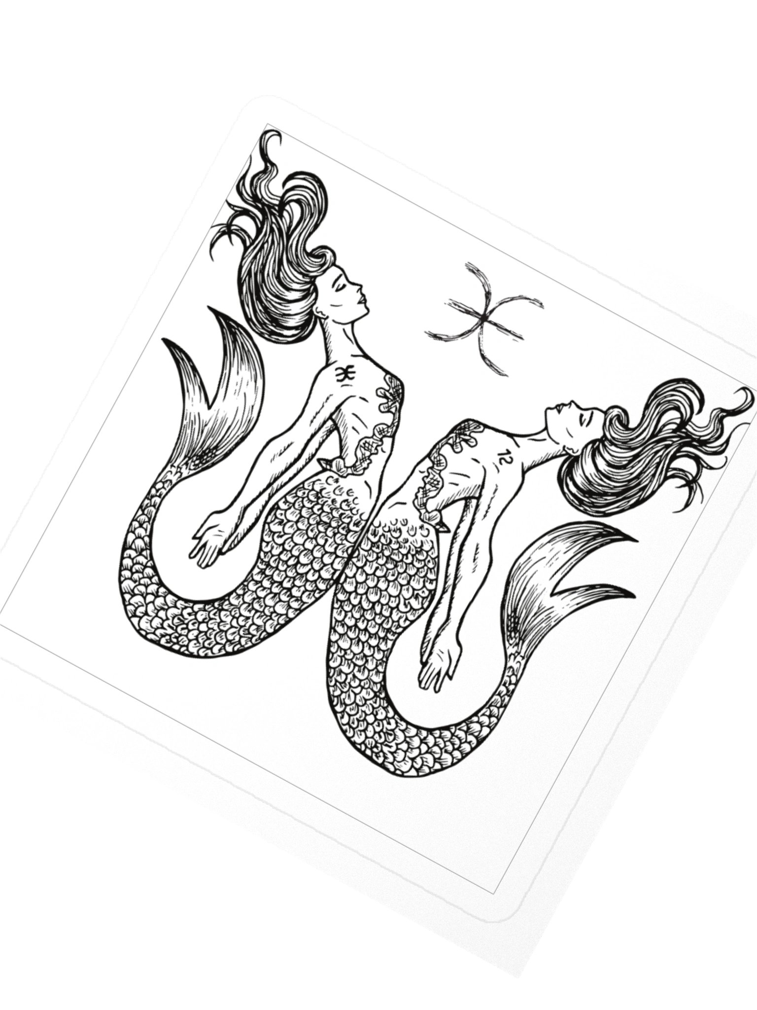 Pisces Zodiac Sticker — Symmetrical Twin Figure Design product image (2)