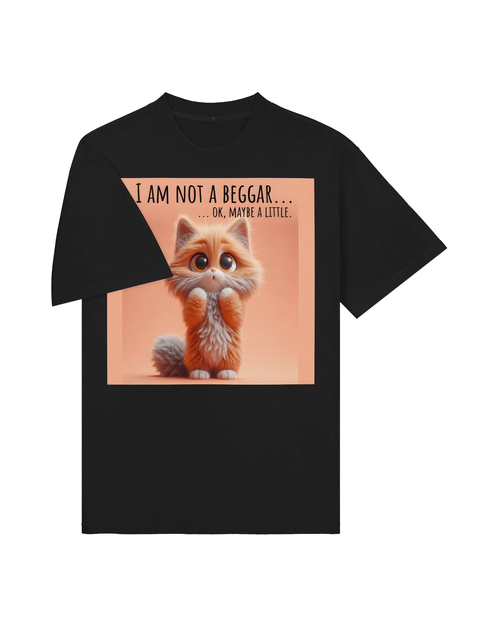 Cute Begging Cat Oversized T-Shirt, Premium AS Colour Faded Black Cat Lover Gift, Funny Kitty Tee Shirt product image (5)