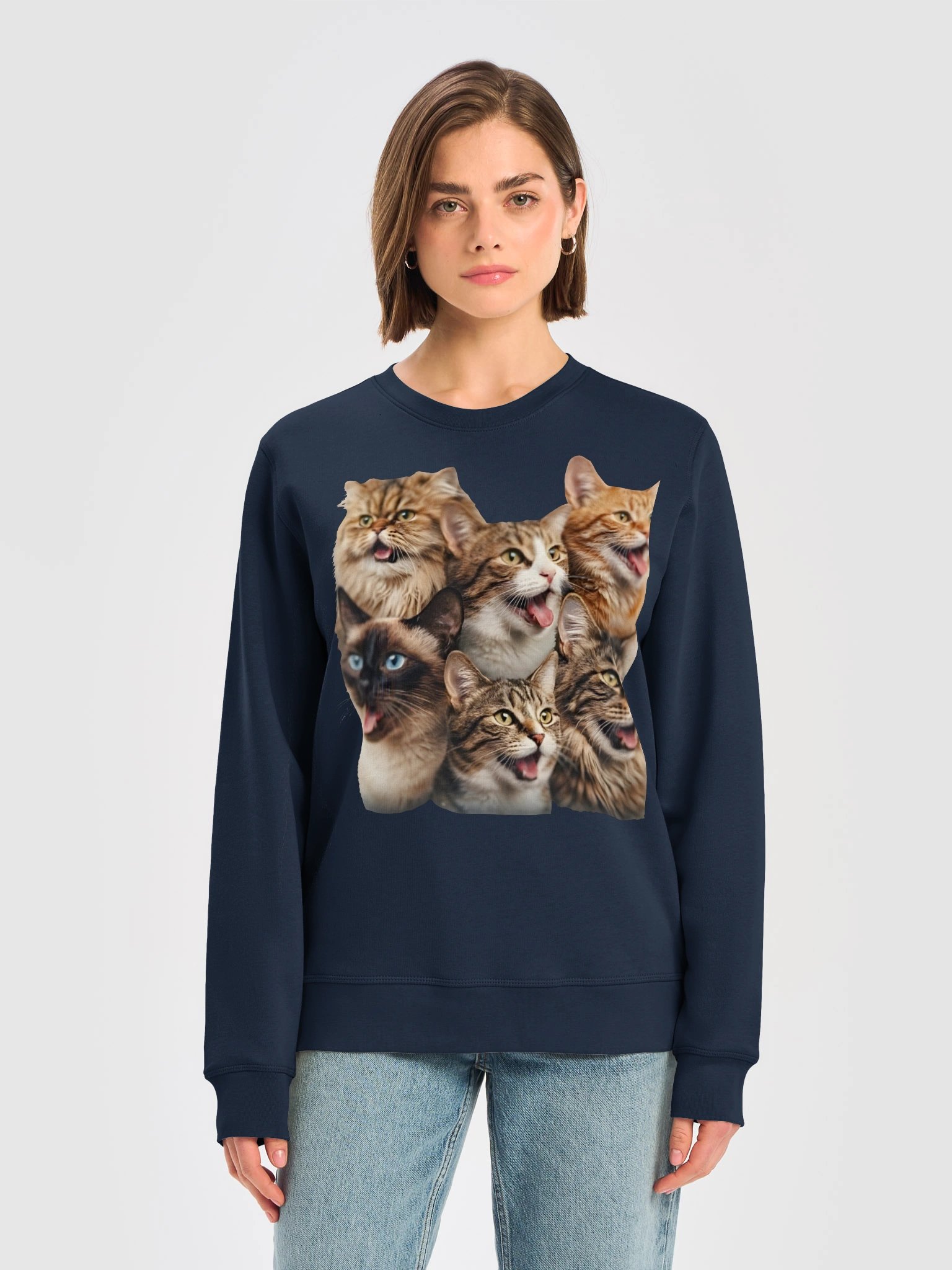 Playful & Direct: Silly Cats Collage Crewneck Sweatshirt product image (21)