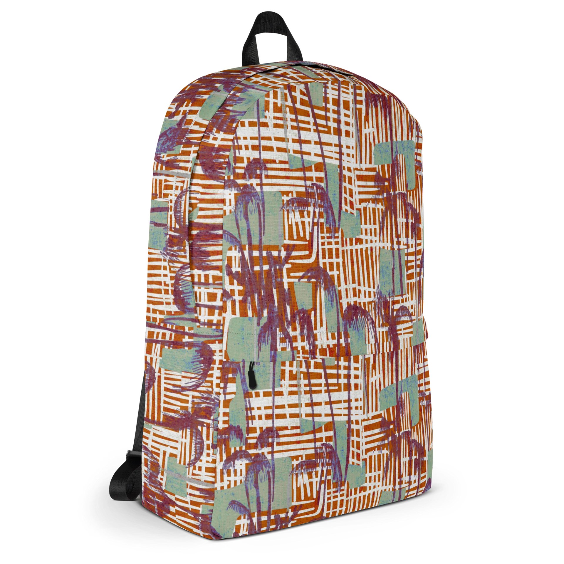 Tropical Palm Grid Laptop Backpack w/ Front Pocket product image (3)