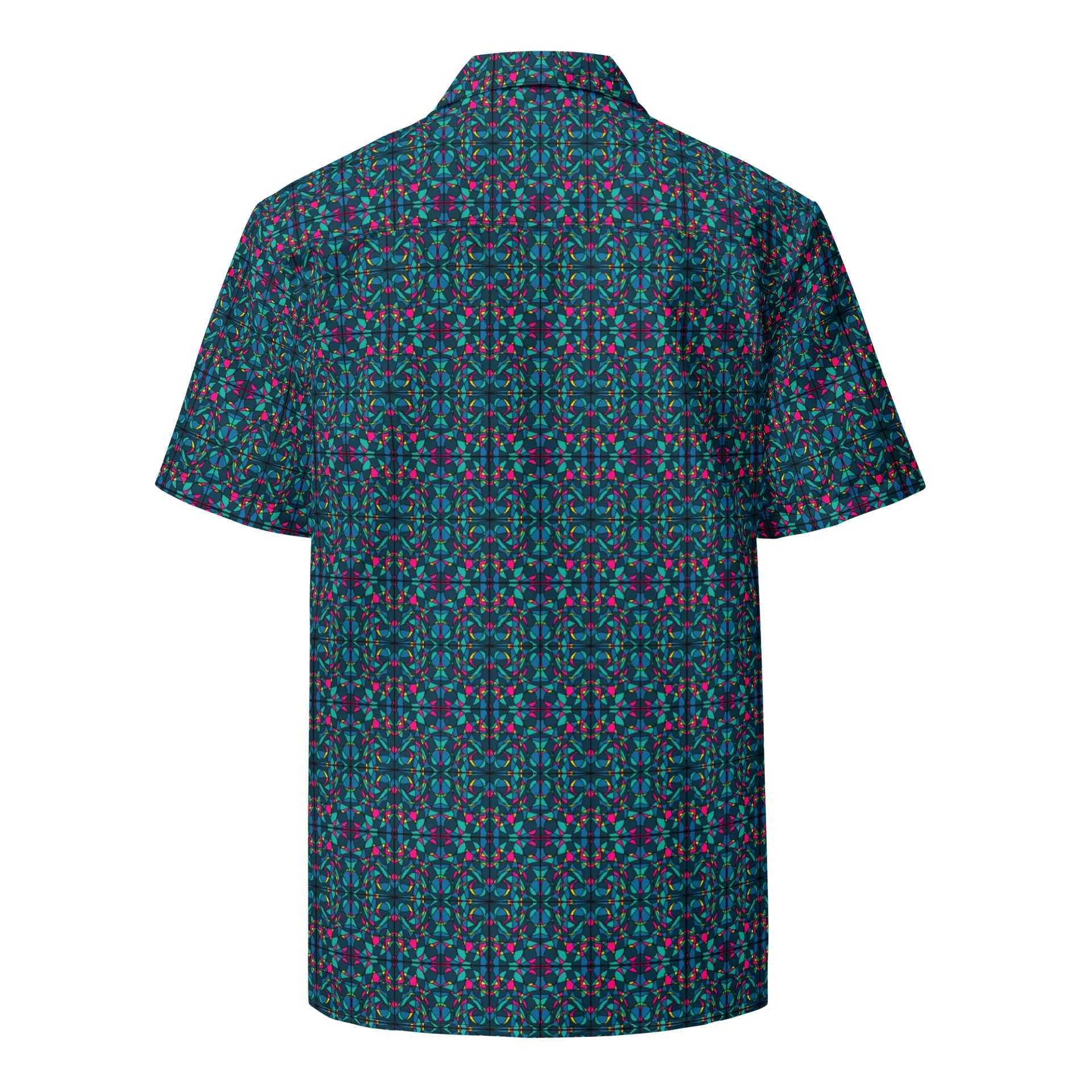 Blue Stained Glass – Vibrant Pattern Hawaiian Shirt product image (3)