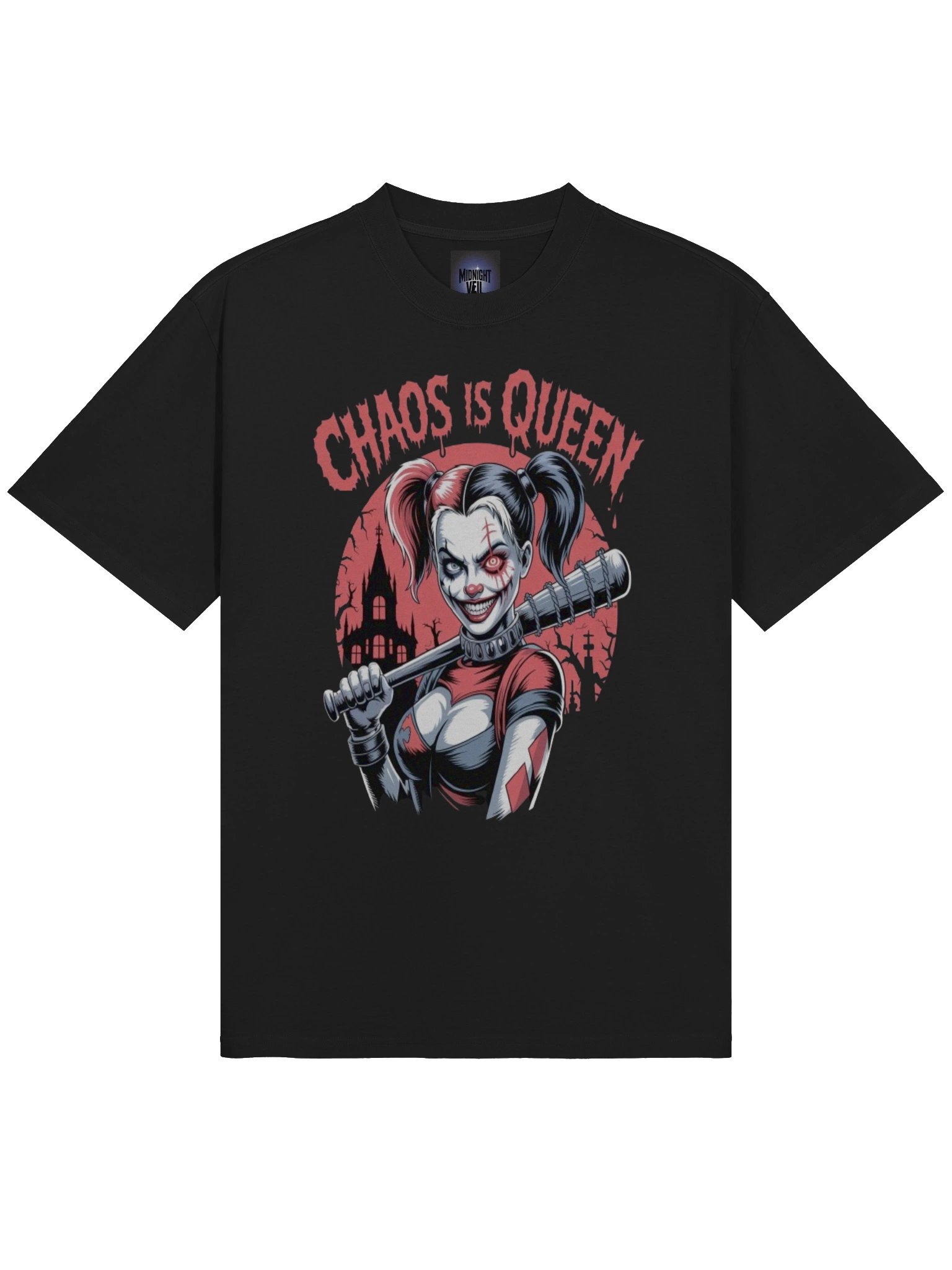 Harley Quinn 'Chaos is Queen' Oversized Faded T-Shirt product image (5)