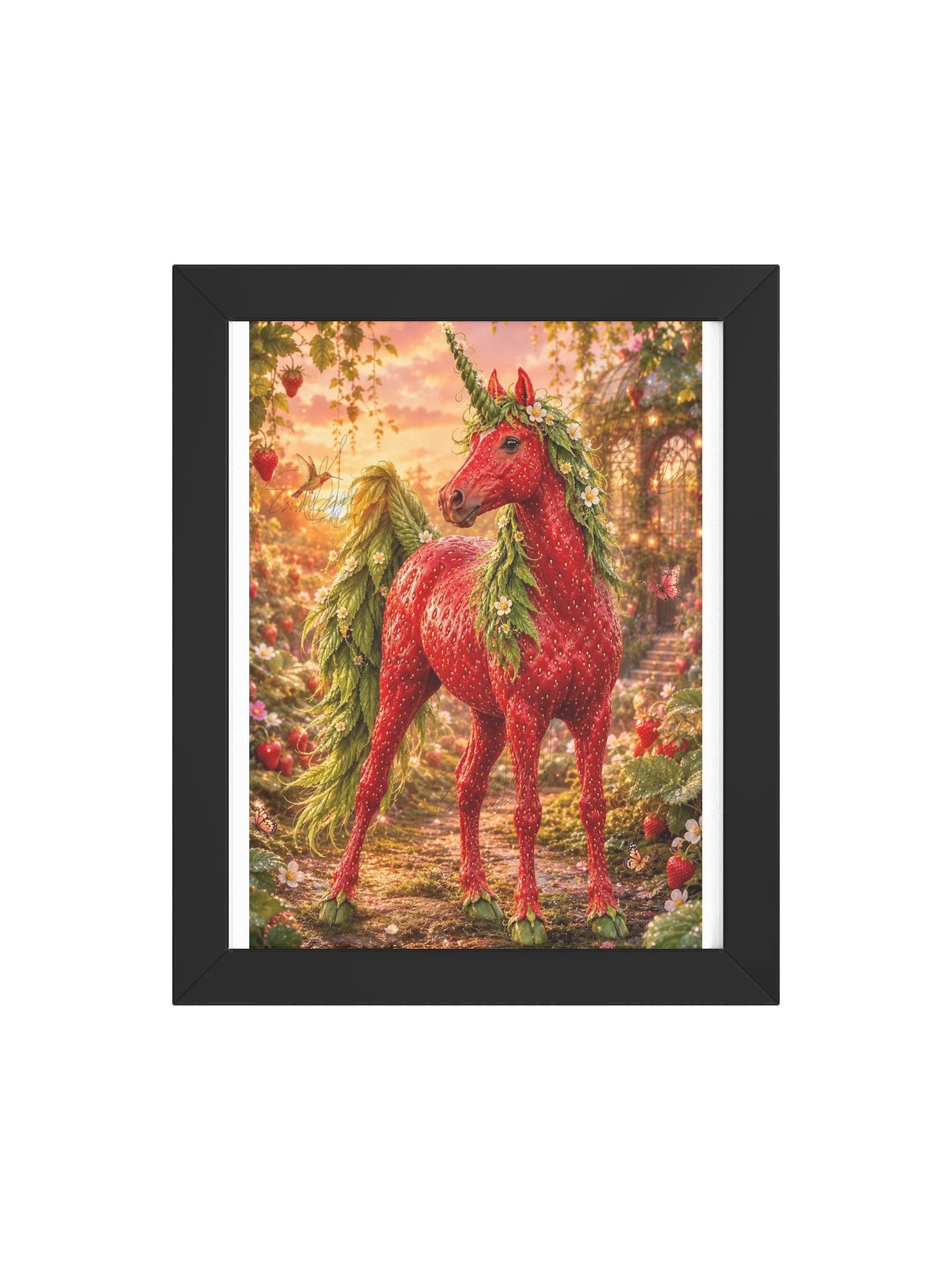 Strawberry Unicorn Black Framed Poster product image (36)