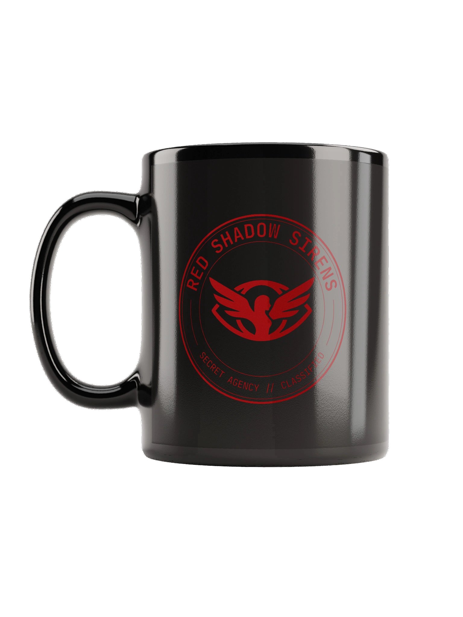 Black mug (red circular agency logo) product image (1)