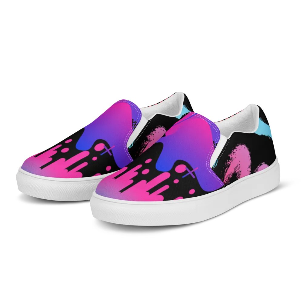 90's Pattern Neon Abstract Splash Men's Slip-Ons | 90s Pattern Shoes product image (5)