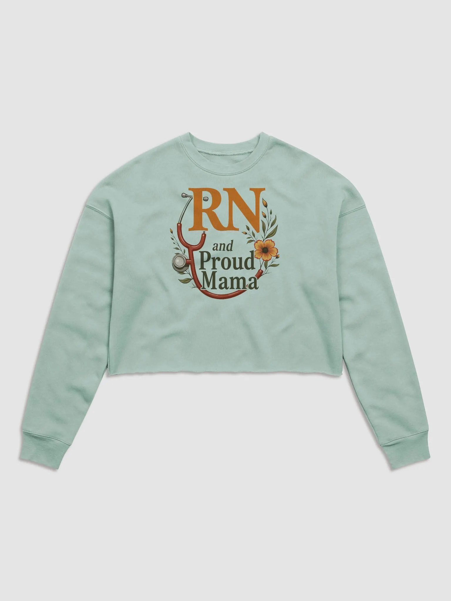 Proud RN and mama, Floral Stethoscope Fleece Crop Sweatshirt product image (1)
