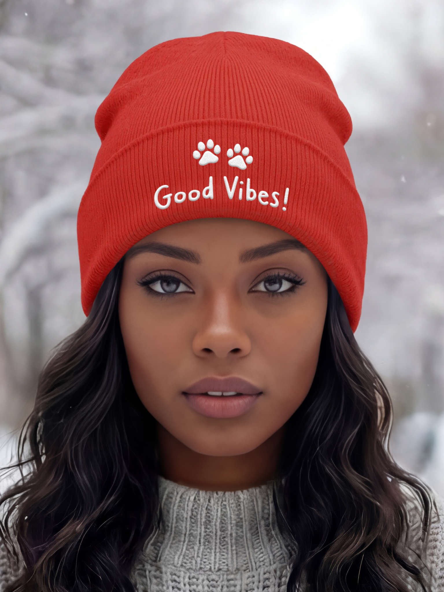 Good Vibes! Embroidered Cuffed Beanie – Soft & Cozy Unisex Accessory for Everyday Elegance product image (1)